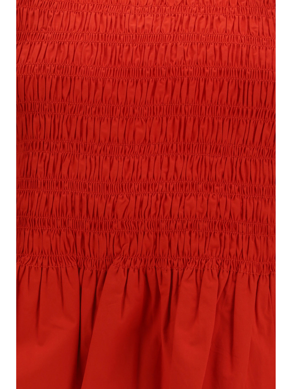 Ganni Ruched cotton Top with side bows - Goji Berry
