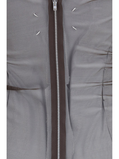 Maison Margiela Semi-sheer midi Dress - Brown/Light Grey