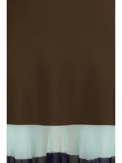 FENDI Long Dress with color-striped skirt