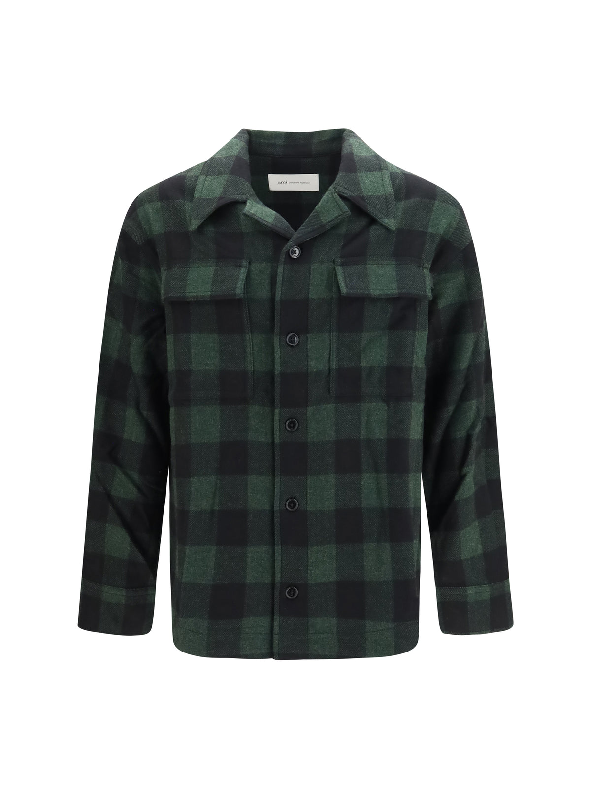 Ami Paris Checked virgin wool Shirt - Vert Bouteille/Noir
