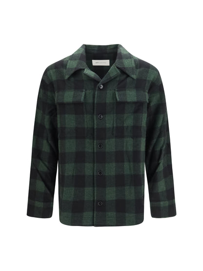 Ami Paris Checked virgin wool Shirt - Vert Bouteille/Noir
