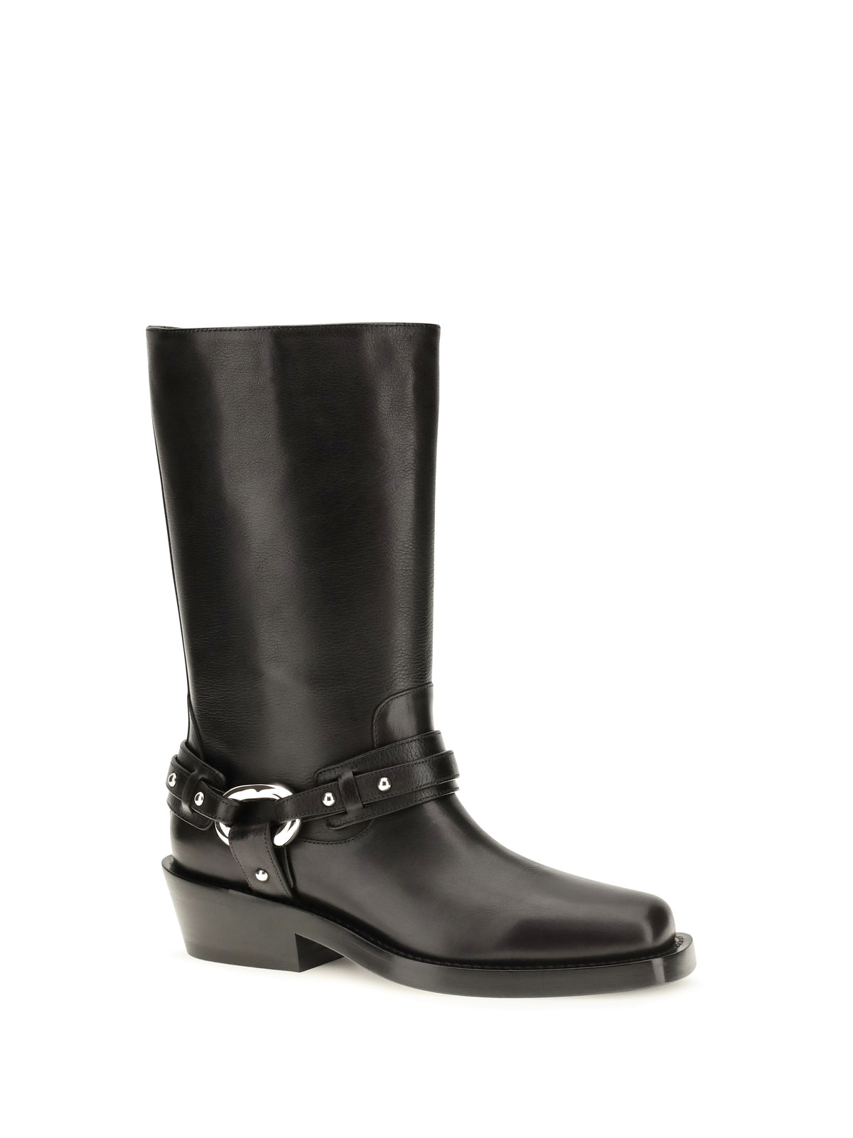 Rabanne Leather buckle snkle Boots - Black