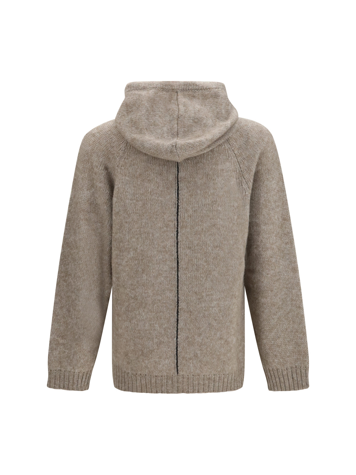Giorgio Armani Alpaca-knit Hooded Sweatshirt with contrasting trims - Beige/Blue