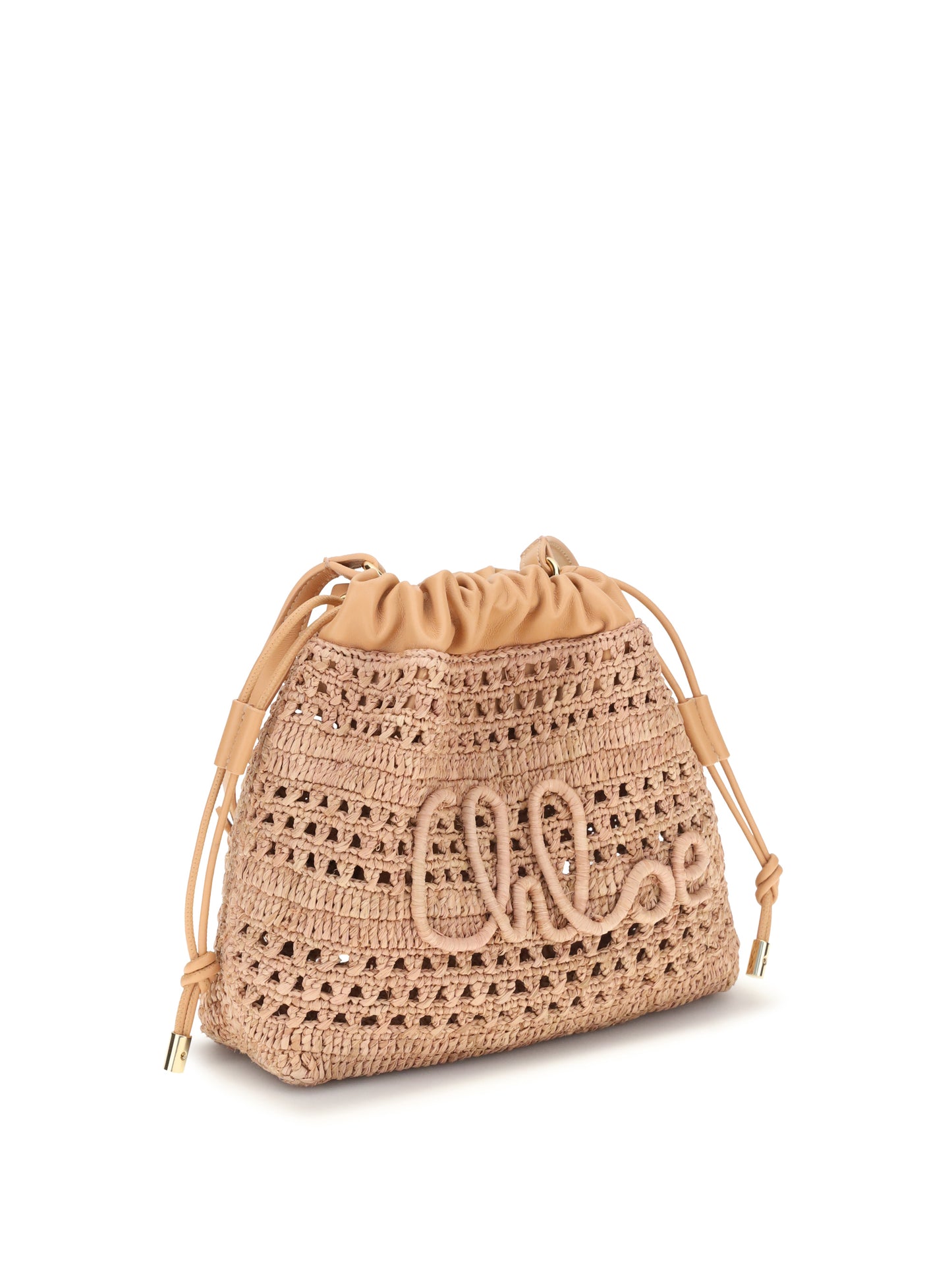 CHLOÉ Raffia drawstring Shoulder Bag