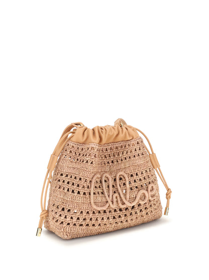 CHLOÉ Raffia drawstring Shoulder Bag