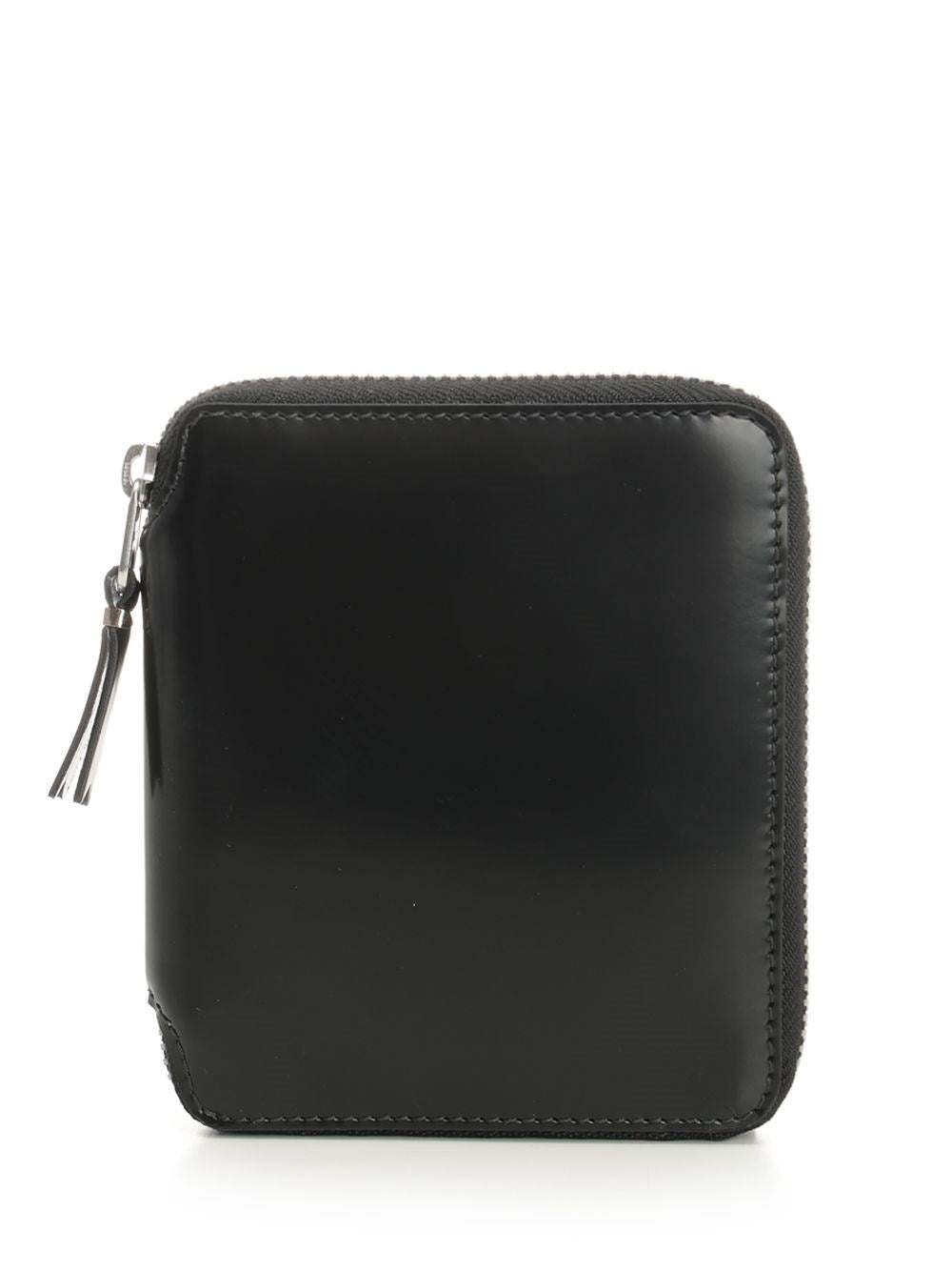 Comme Des Garcons Wallet Zip Around Wallet "Mirror" - Silver