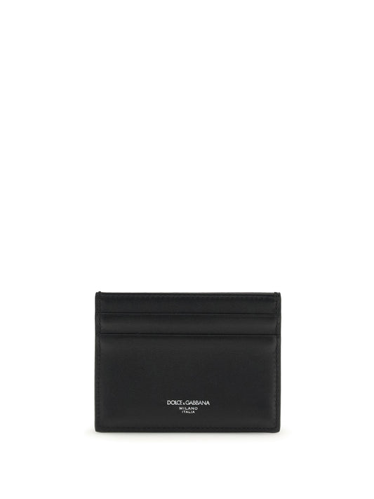 DOLCE & GABBANA Calfskin plongé Cardholder with woven detail