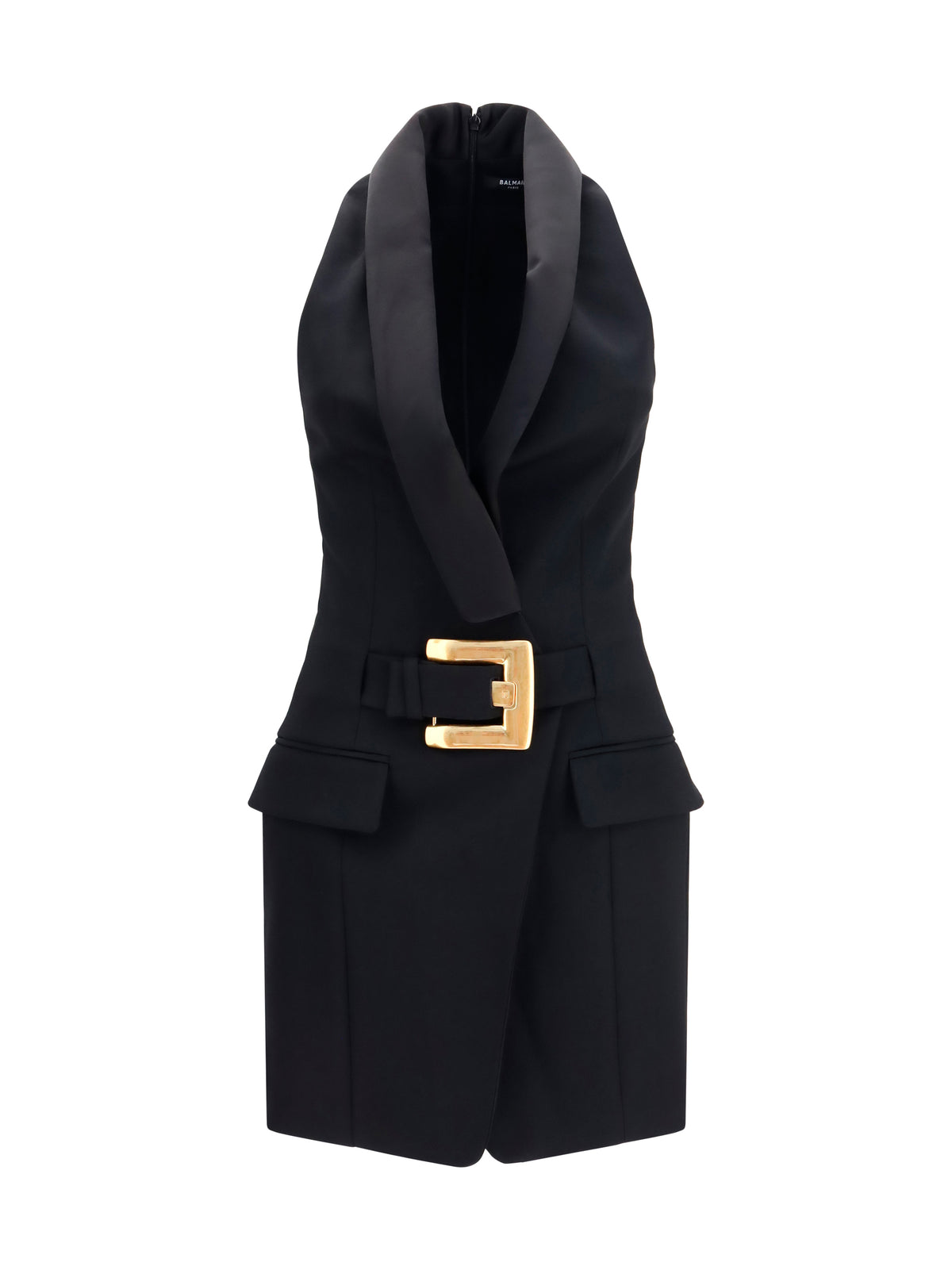 Balmain Grain de poudre belted Dress - Noir/Noir