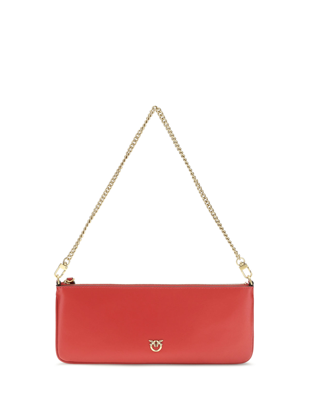 Pinko Horizontal Flat leather Shoulder Bag - Red Rio-Antique Gold