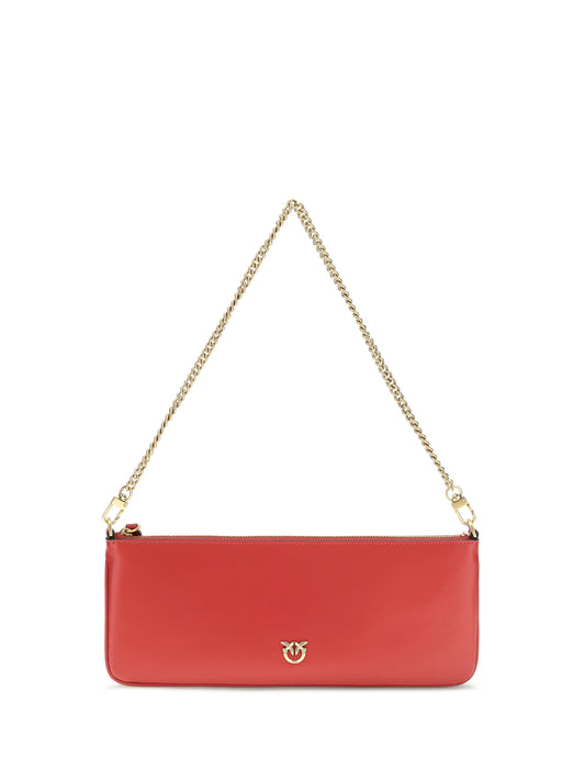 Pinko Horizontal Flat leather Shoulder Bag - Red Rio-Antique Gold