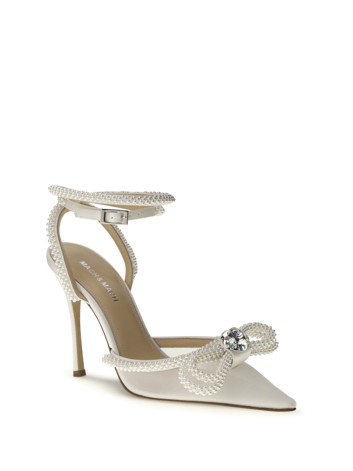 Mach & Mach Double bow satin Pumps - White
