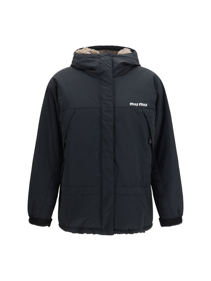 Miu Miu Long Shearling padded Jacket - Black