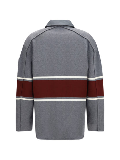 Bottega Veneta Oversized cotton striped Polo Shirt - Grey/Beige/Barolo