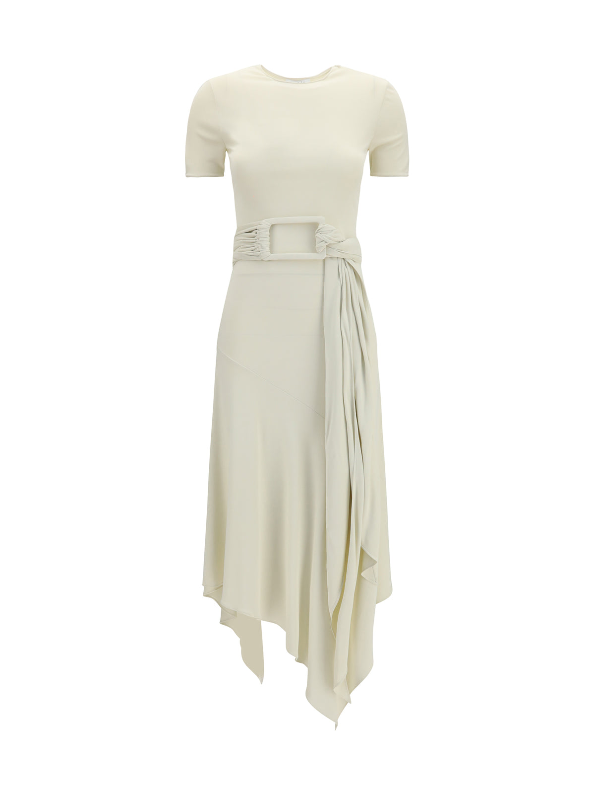 AlaïA Belted jersey Dress - Blanc Creme