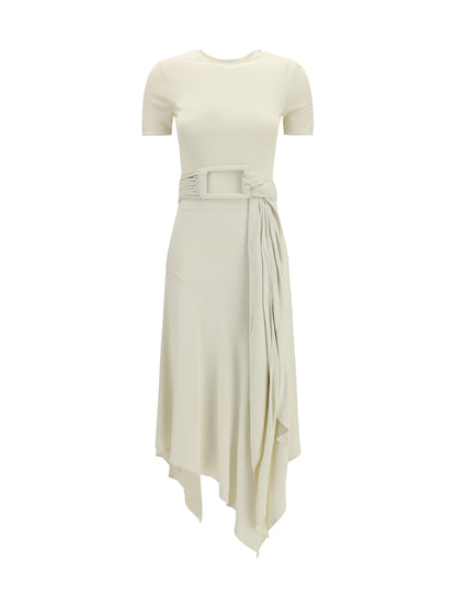 AlaïA Belted jersey Dress - Blanc Creme