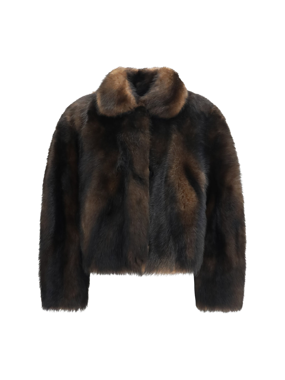 Brunello Cucinelli Soft shearling Jacket with shiny zipper pull - Brown Focato