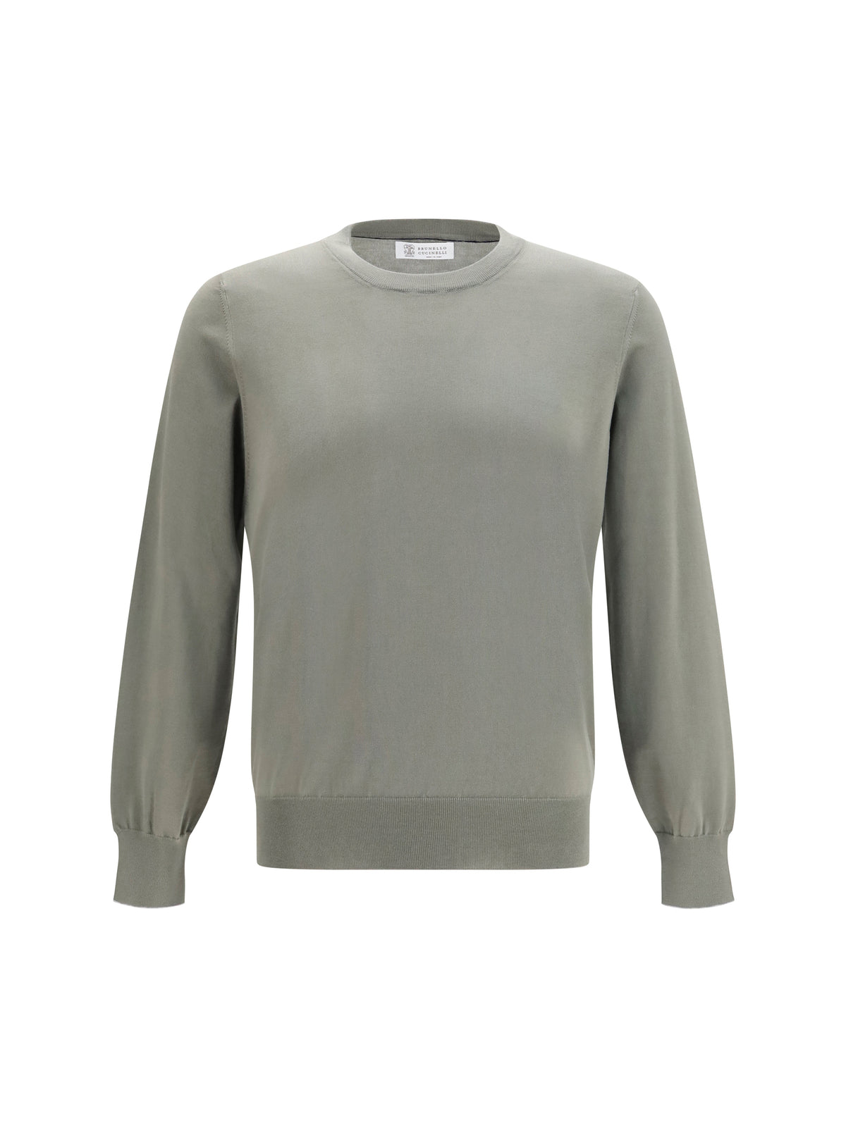 Brunello Cucinelli Sweater in cotton - Kaki+Grigio Light