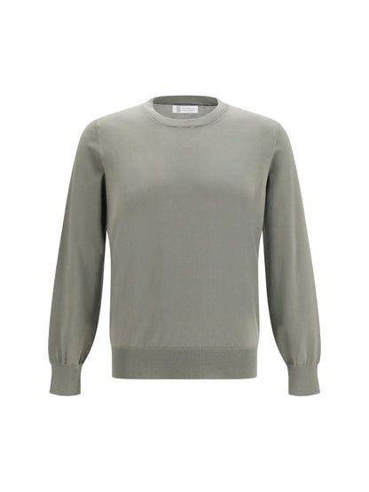 Brunello Cucinelli Sweater in cotton - Kaki+Grigio Light