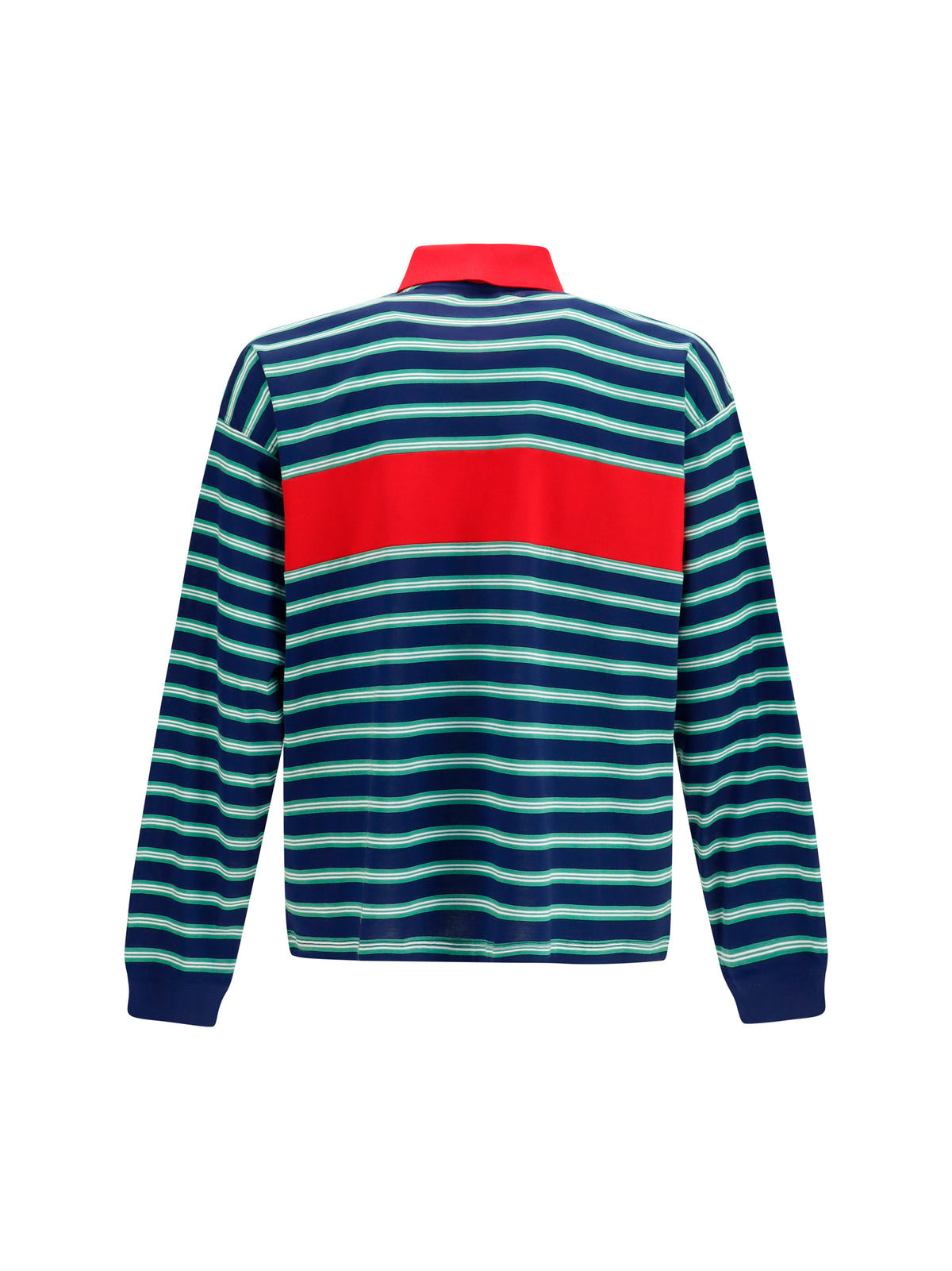 Versace Striped cotton Polo - Ink/Grass Green/White