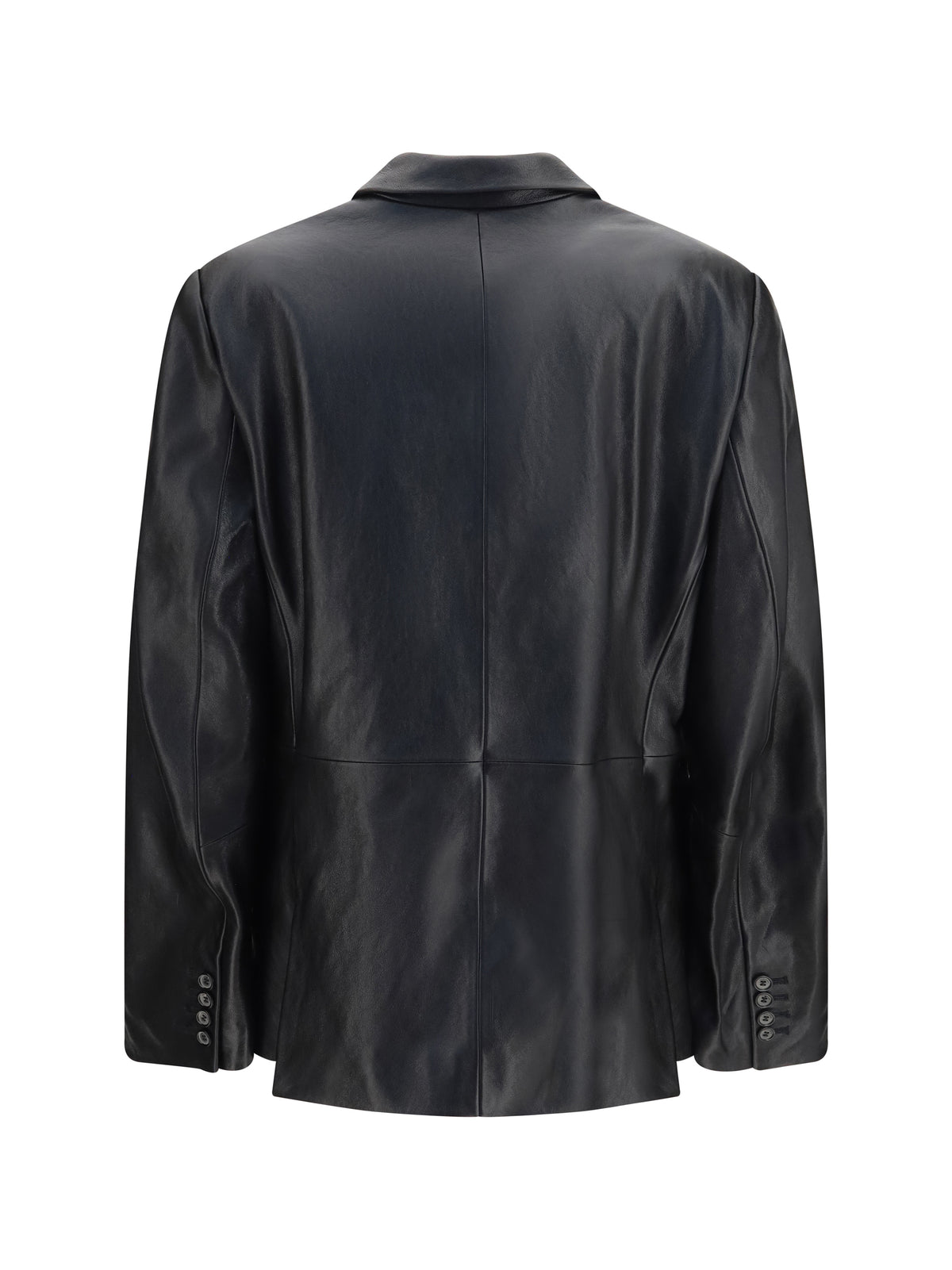Magda Butrym Leather Blazer Jacket - Black