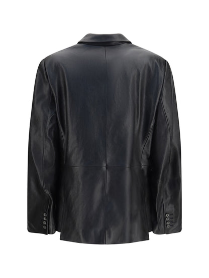 Magda Butrym Leather Blazer Jacket - Black