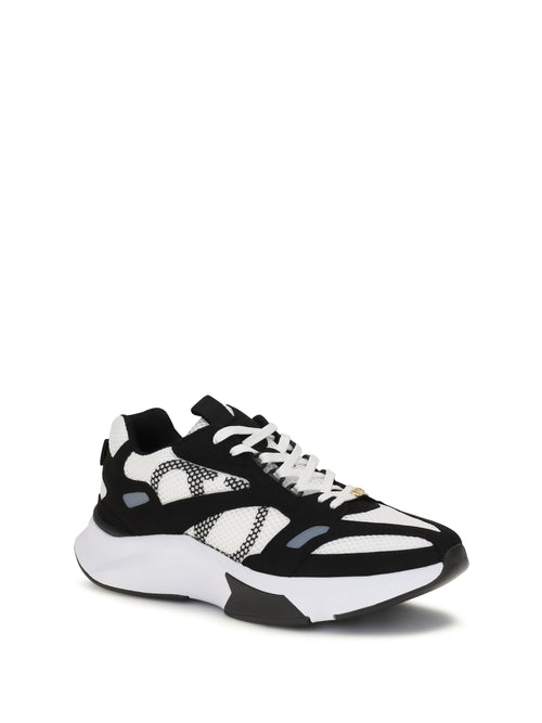Valentino Garavani Demivee mesh and suede Sneakers - White/Black/Grey C/Black/Bia-Ne-Ne