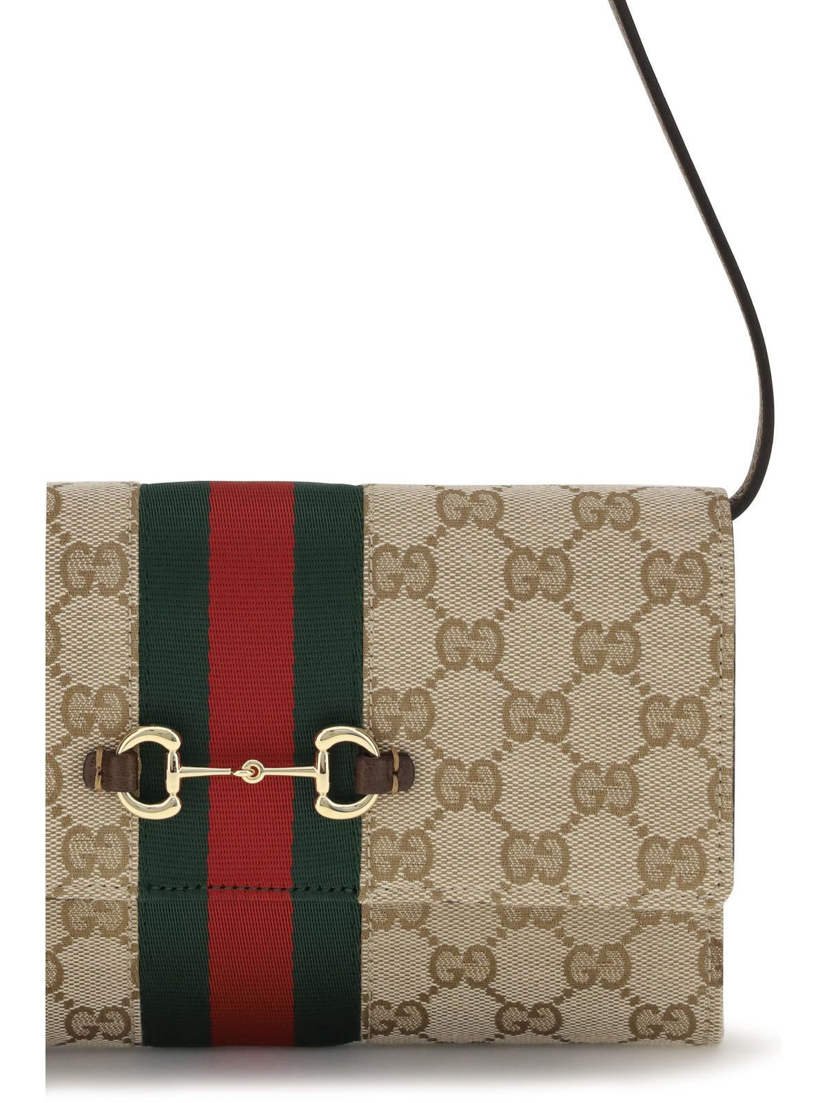 Gucci Horsebit Web Wallet with shoulder strap - V.Sand/Dk Br/Vrv/Blk