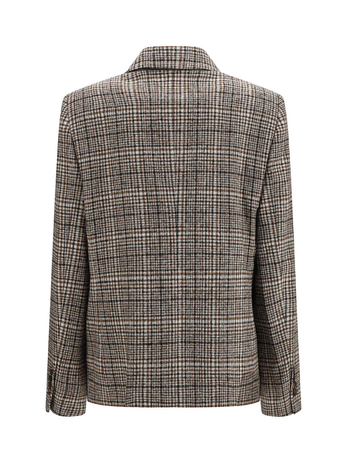 Brunello Cucinelli Double-breasted Jacket in alpaca and wool blend - Beige/Tobacco/Black