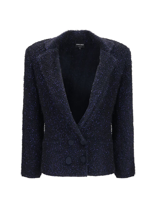 Giorgio Armani Metallic-fiber Viscose Single-breasted Blazer - Fantasy Blue