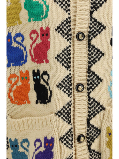Valentino Cardigan with Le Chat de la Maison jacquard motif - Multicolor.
