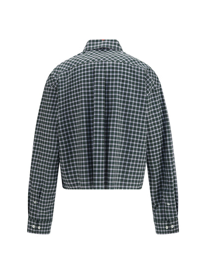 Miu Miu Checked embroidered Shirt - Bianco+Verde