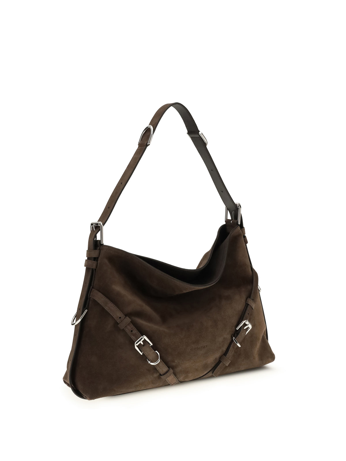 Givenchy Medium Voyou Shoulder Bag in glossy leather - Ebony Brown