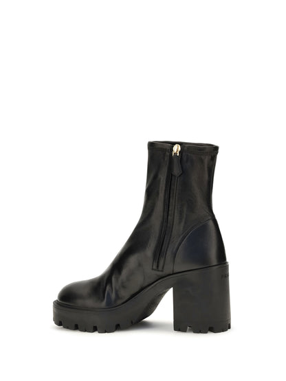 Prada Stretch leather platform ankle Boots - Black