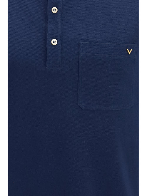 Valentino Cotton piqué Polo with VLogo - Indaco