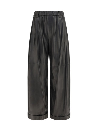 Brunello Cucinelli Baggy nappa leather Pants - Black