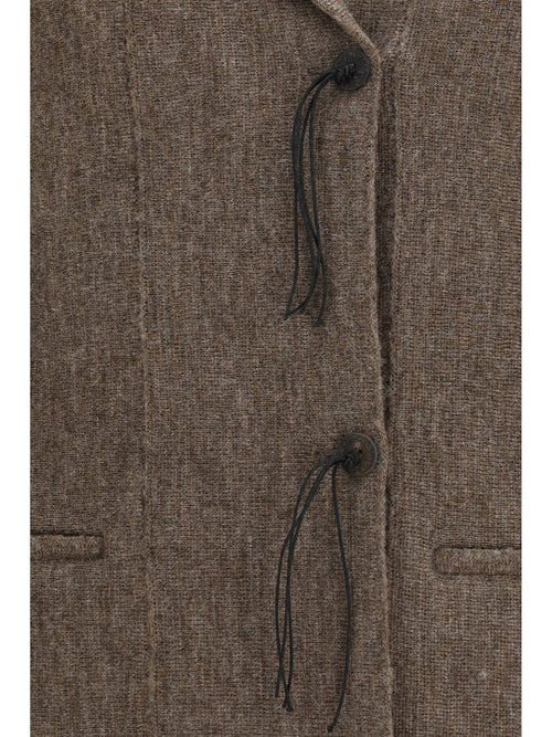 Giorgio Armani Wool jersey Jacket with leather tassels - Camel Melange