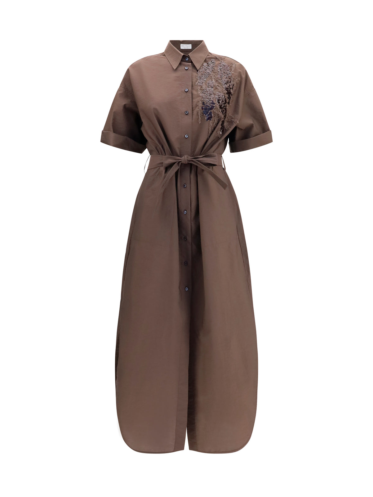 Brunello Cucinelli Sequined shirt Dress with belt - C8589