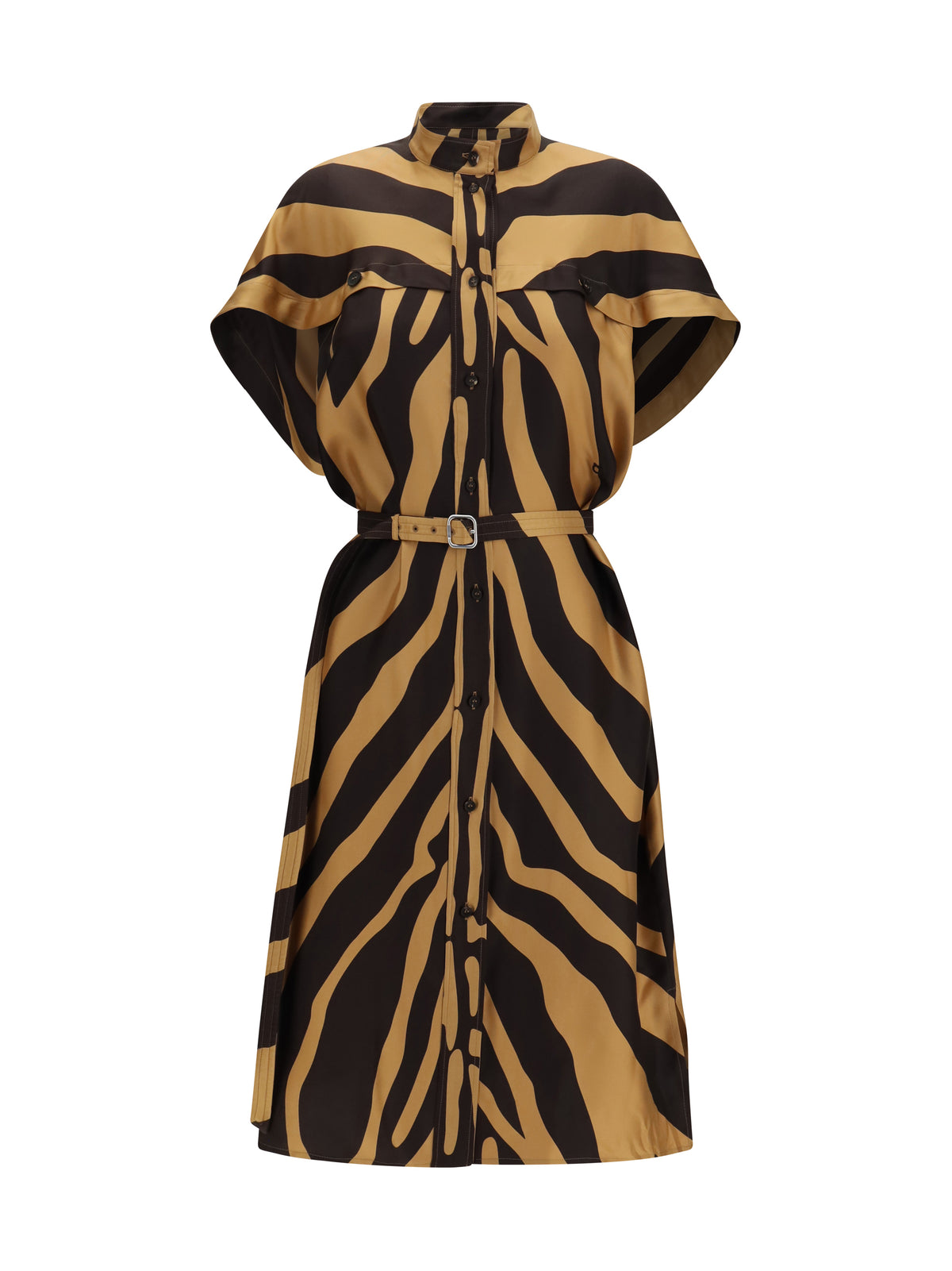 Ferragamo Twill Shirt Dress - Camel/Darkexpresso