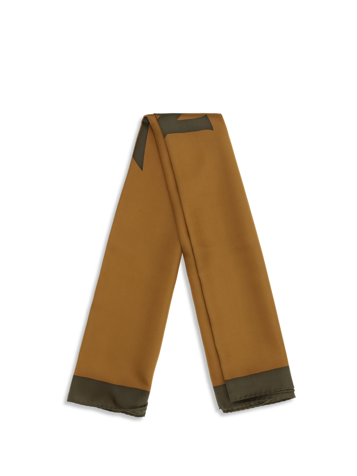 Saint Laurent Cassandre square silk twill Scarf - Ochre/Dark Green