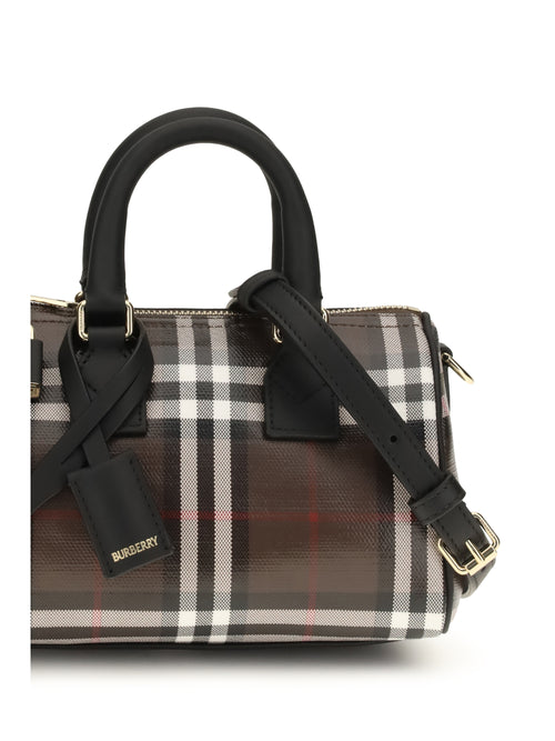 Burberry Check Bowling Mini Handbag - Chocolate Brown