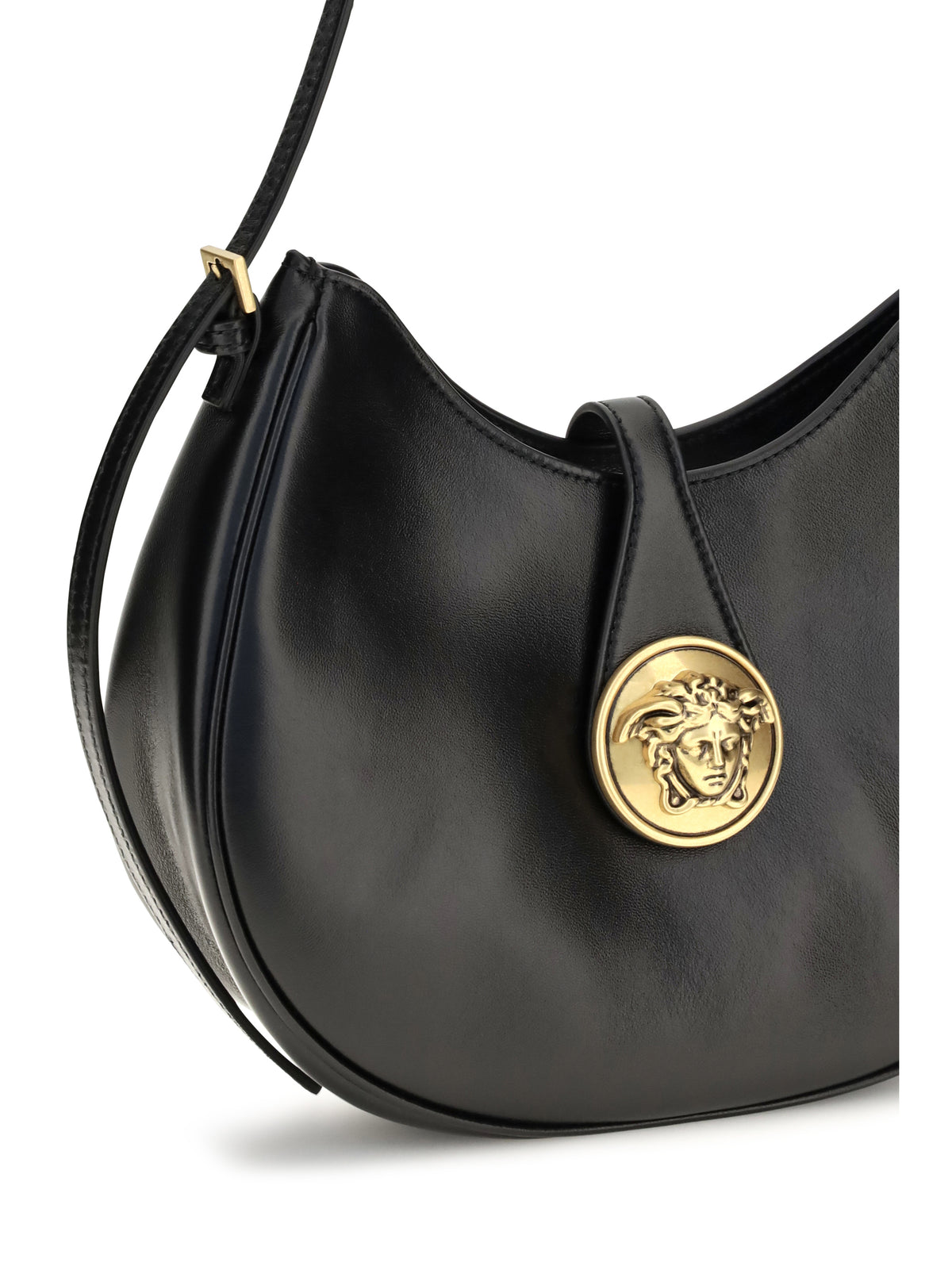 Versace Small Emblème Hobo lambskin Shoulder Bag - Black/Gold
