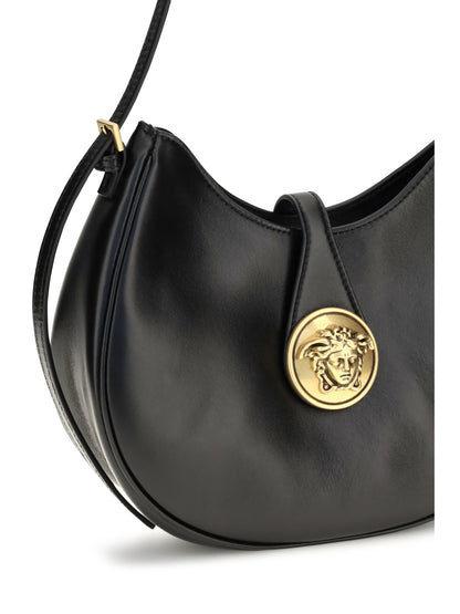 Versace Small Emblème Hobo lambskin Shoulder Bag - Black/Gold