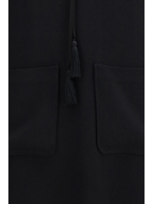 Forte_forte Georgette and crêpe Long Dress with bow and tassels - Black