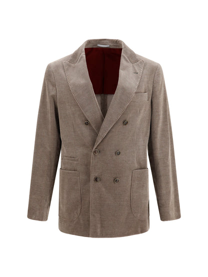Brunello Cucinelli Double-breasted corduroy Jacket - Granito