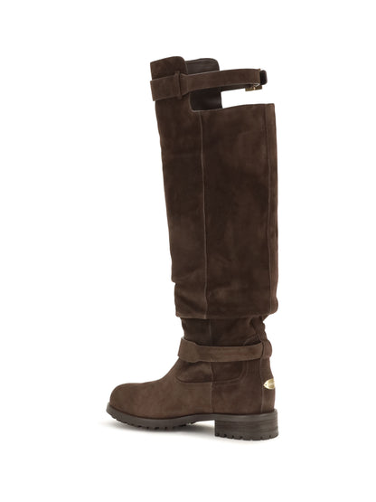 Jimmy Choo Knee-high biker Boots - Chocolate