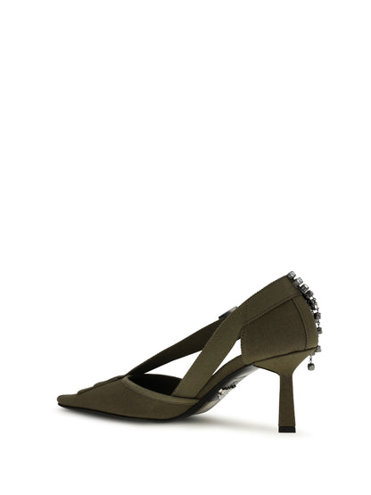 Prada Canvas Pumps with crystals - Military