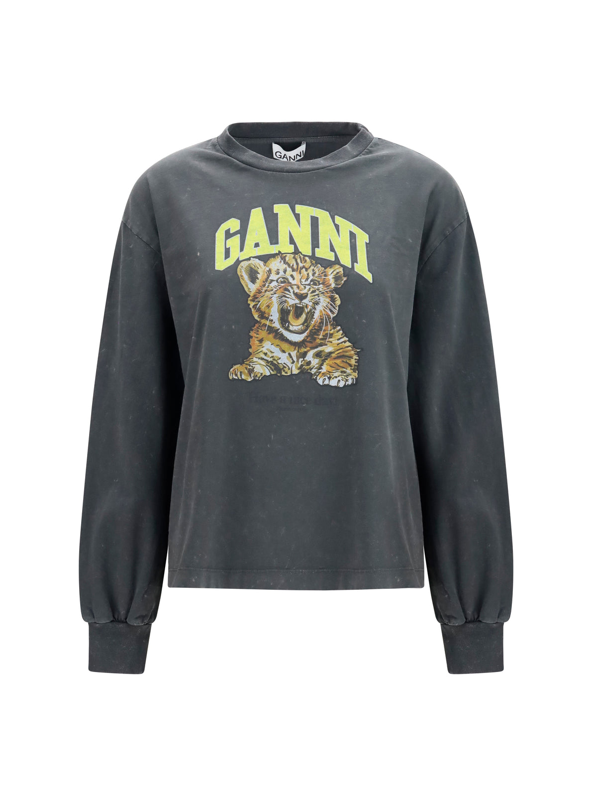 Ganni Long-sleeve tiger-print T-shirt - Phantom