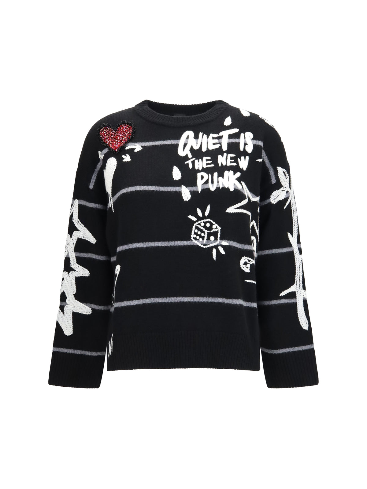 Pinko Andros wool Sweater - Black/Grey/White