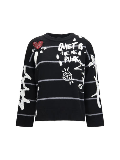 Pinko Andros wool Sweater - Black/Grey/White