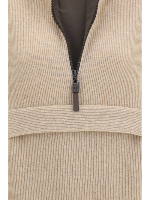 Brunello Cucinelli Cashmere half-zip Sweater - Camel